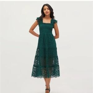 Hill House Home The Lace Nap Dress Collector's Ed Botanical Garden Green Size Sm